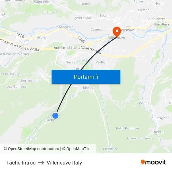 Tache Introd to Villeneuve Italy map