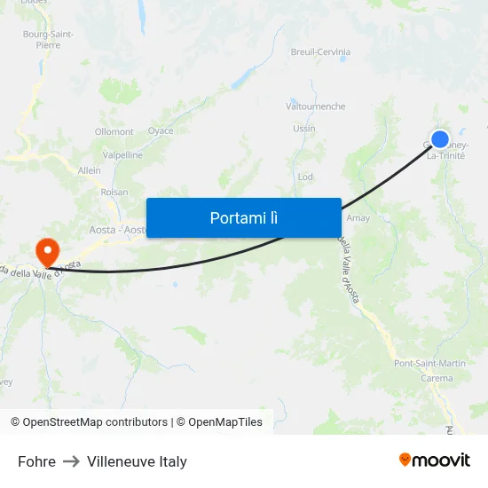 Fohre to Villeneuve Italy map