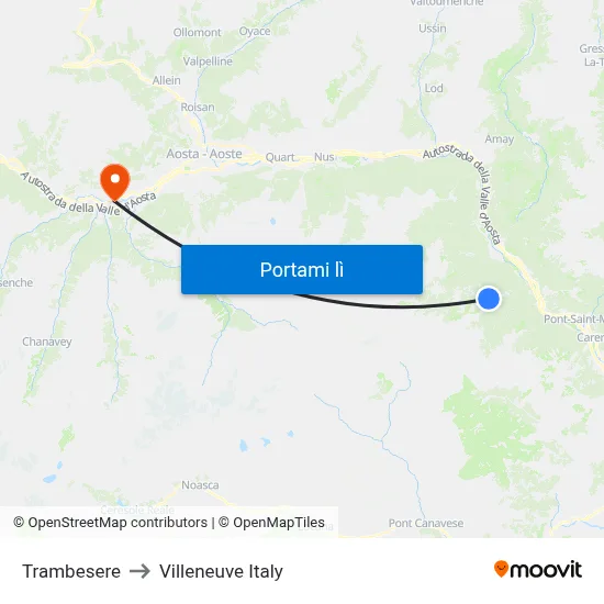 Trambesere to Villeneuve Italy map