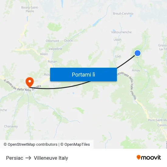 Persiac to Villeneuve Italy map