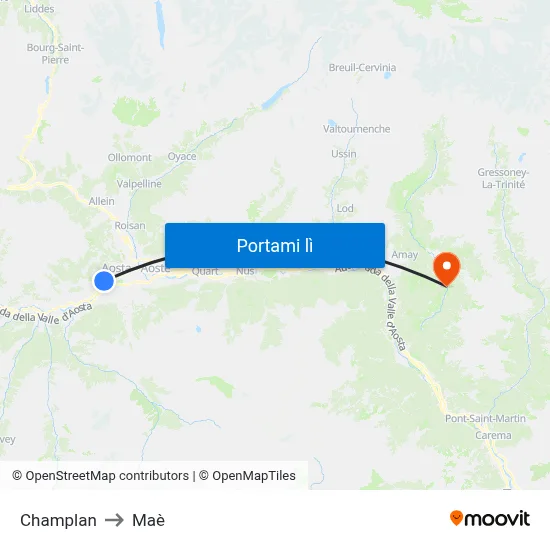 Champlan to Maè map