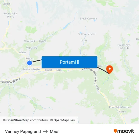 Variney Papagrand to Maè map