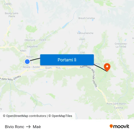 Bivio Ronc to Maè map