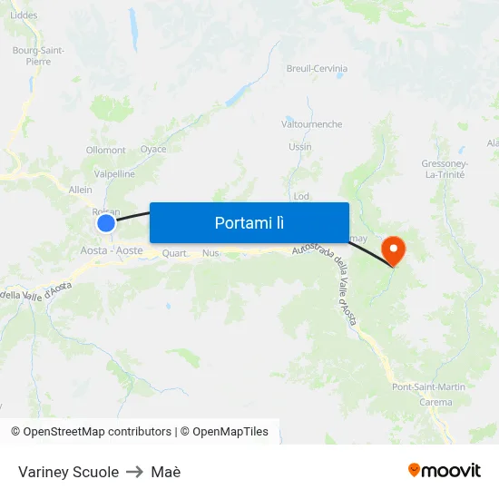 Variney Scuole to Maè map