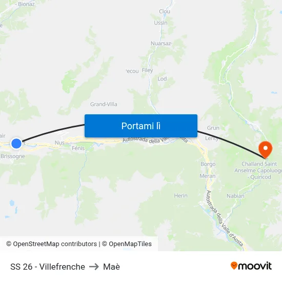 SS 26 - Villefrenche to Maè map