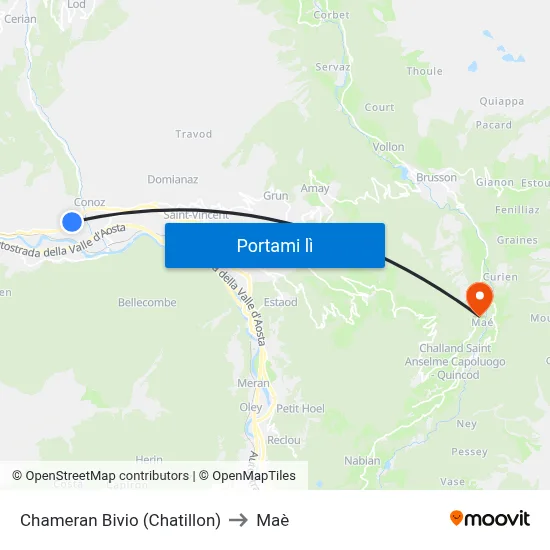 Chameran Bivio (Chatillon) to Maè map