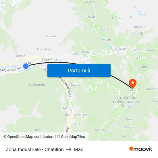 Zona Industriale - Chatillon to Maè map