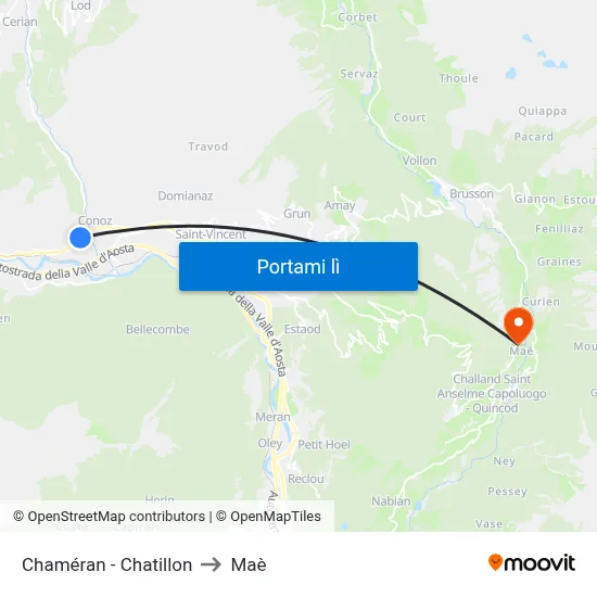 Chaméran - Chatillon to Maè map