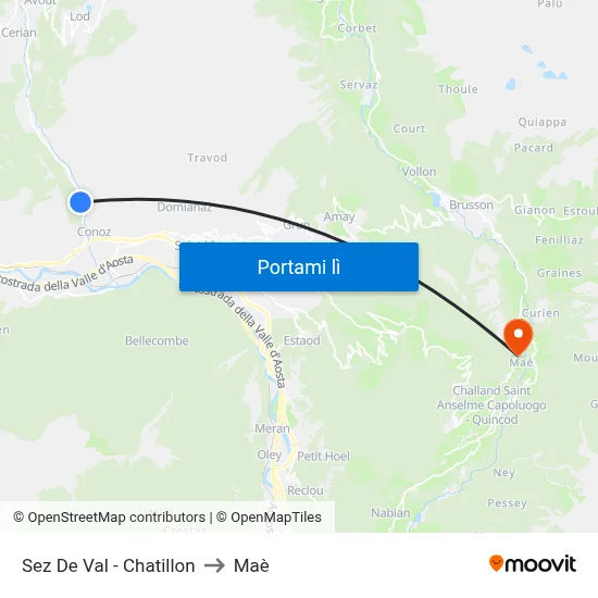 Sez De Val - Chatillon to Maè map