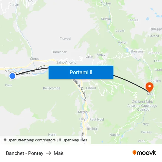 Banchet - Pontey to Maè map
