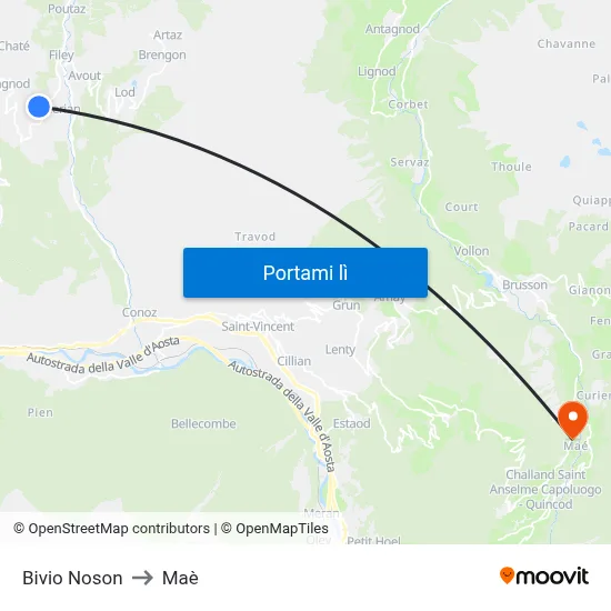 Bivio Noson to Maè map