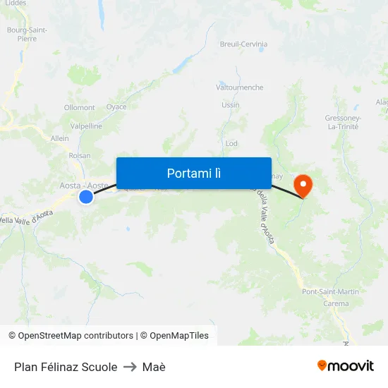 Plan Félinaz Scuole to Maè map
