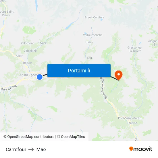 Carrefour to Maè map