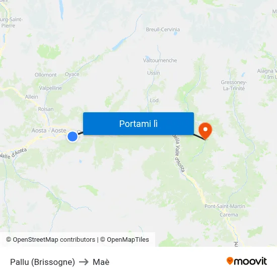 Pallu (Brissogne) to Maè map