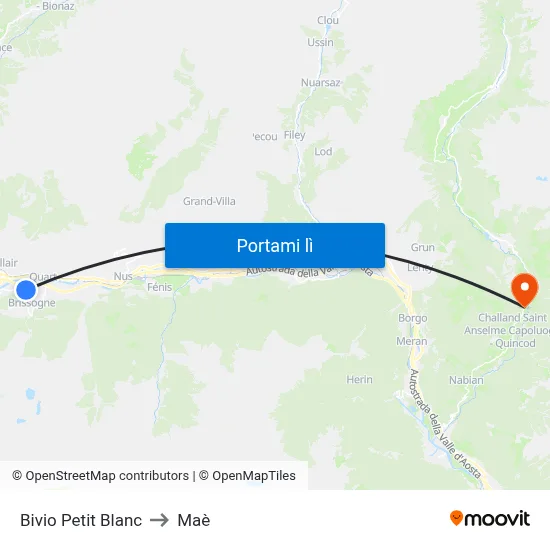 Bivio Petit Blanc to Maè map