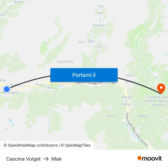 Cascina Volget to Maè map