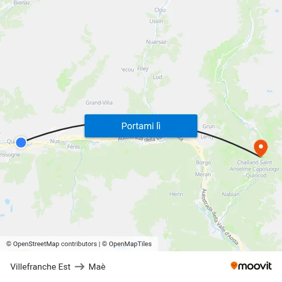 Villefranche Est to Maè map
