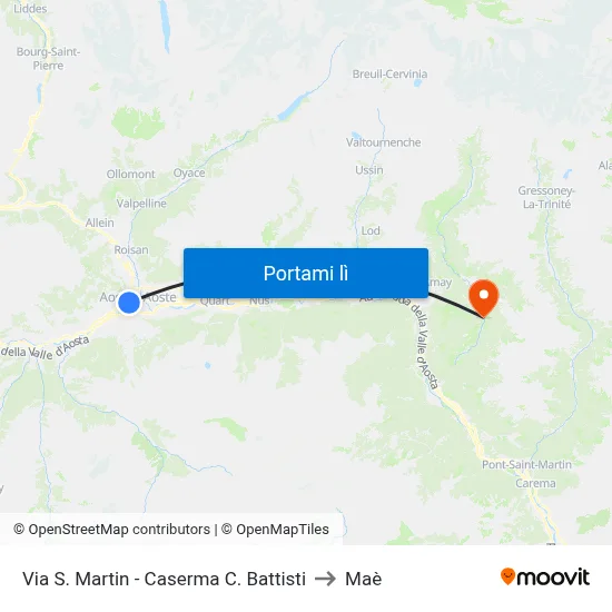 Via S. Martin - Caserma C. Battisti to Maè map