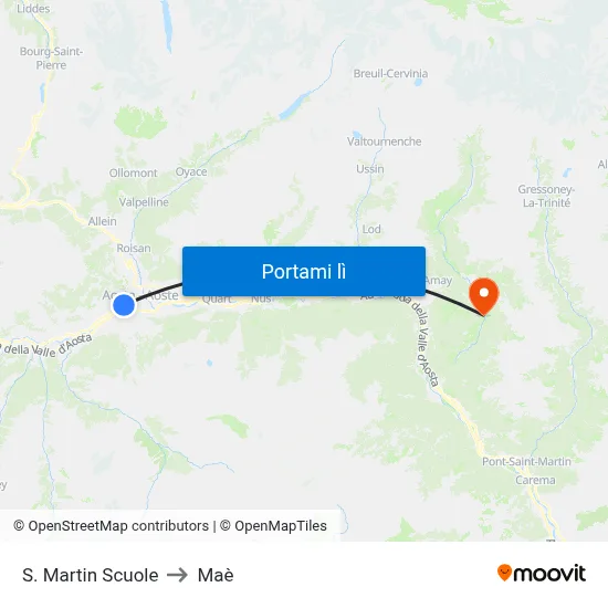 S. Martin Scuole to Maè map