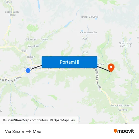 Via Sinaia to Maè map