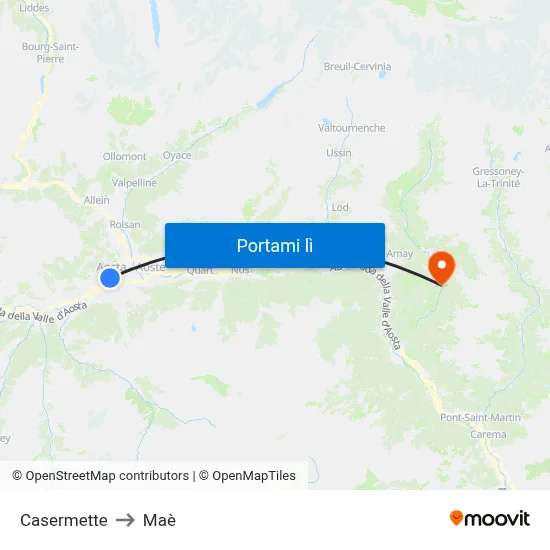 Casermette to Maè map