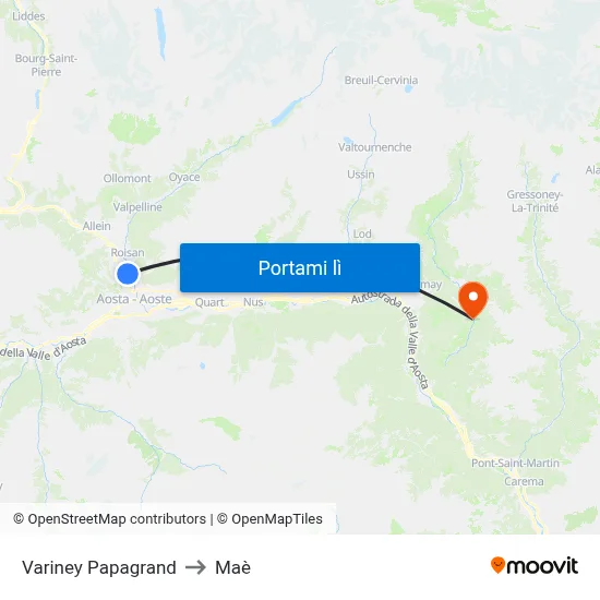 Variney Papagrand to Maè map