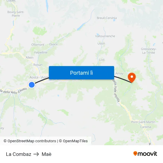 La Combaz to Maè map