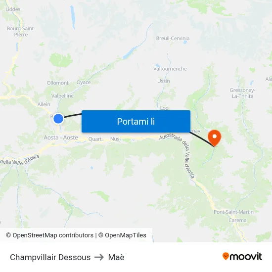 Champvillair Dessous to Maè map