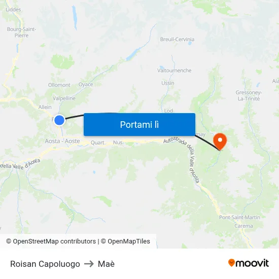 Roisan Capoluogo to Maè map