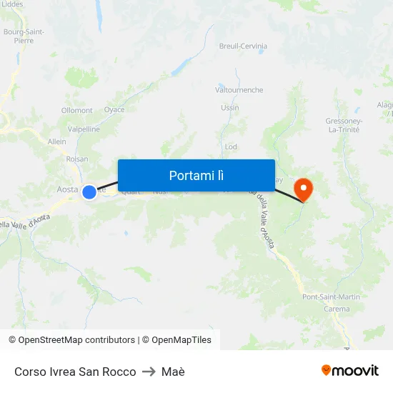 Corso Ivrea San Rocco to Maè map