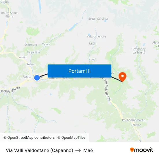 Via Valli Valdostane (Capanno) to Maè map