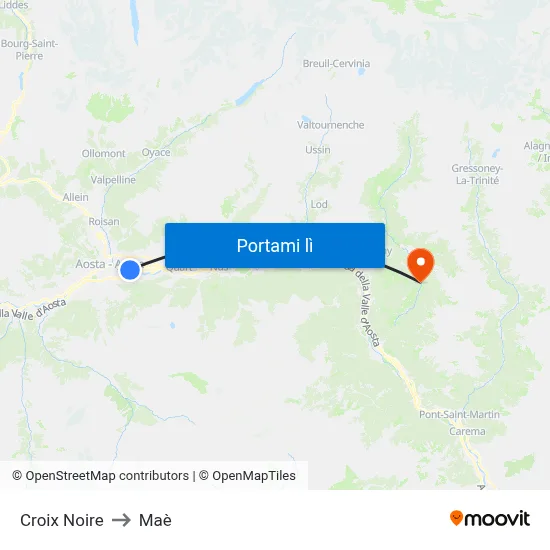 Croix Noire to Maè map