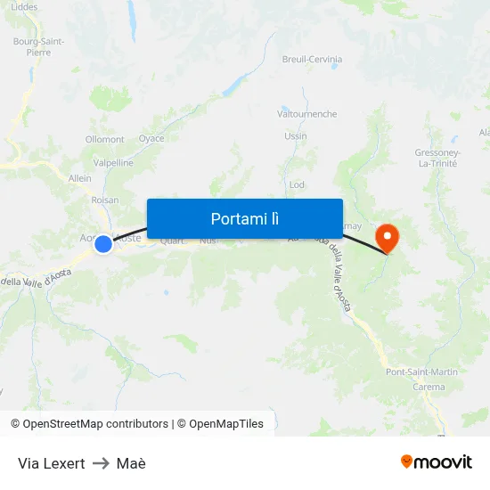 Via Lexert to Maè map