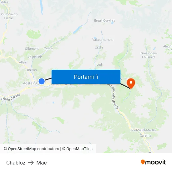 Chabloz to Maè map