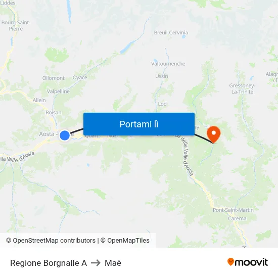 Regione Borgnalle A to Maè map