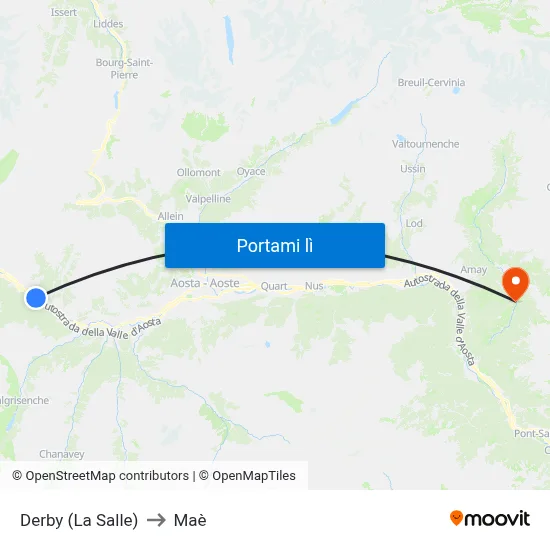 Derby (La Salle) to Maè map