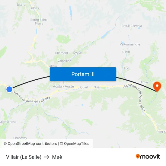 Villair (La Salle) to Maè map
