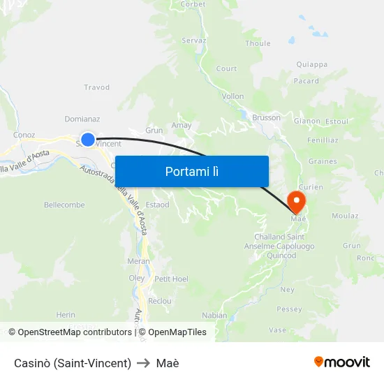Casinò (Saint-Vincent) to Maè map