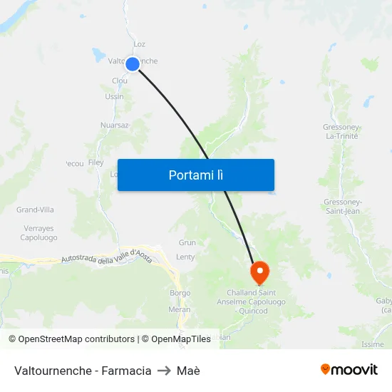 Valtournenche - Farmacia to Maè map