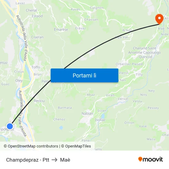 Champdepraz - Ptt to Maè map