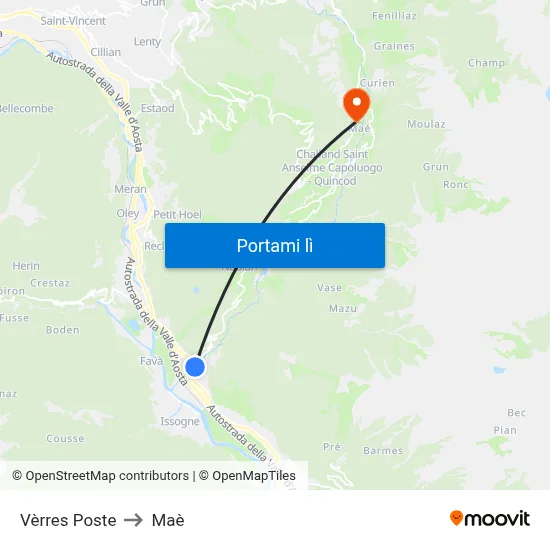 Vèrres Poste to Maè map