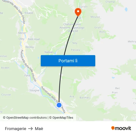 Fromagerie to Maè map