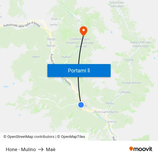 Hone - Mulino to Maè map