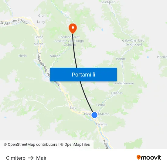 Cimitero to Maè map