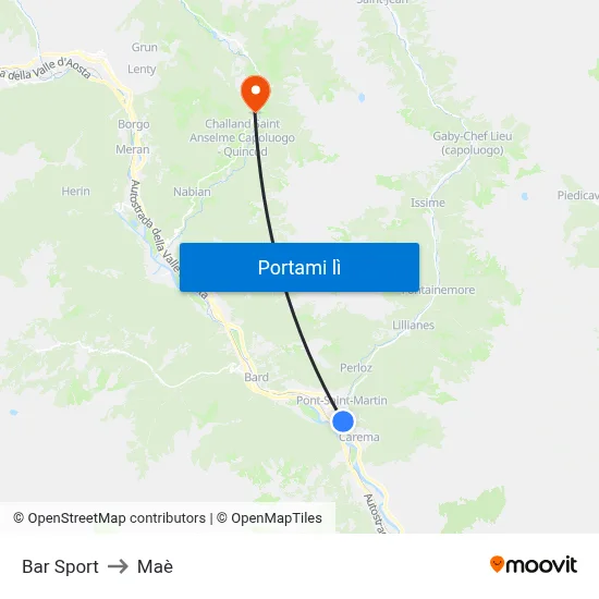 Bar Sport to Maè map