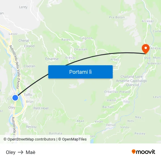 Oley to Maè map