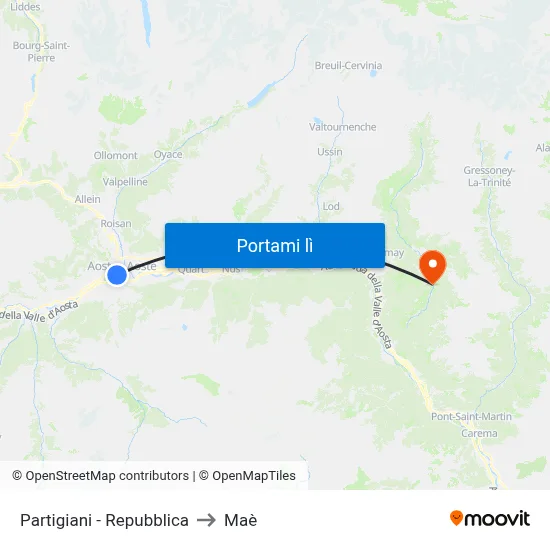 Partigiani - Repubblica to Maè map