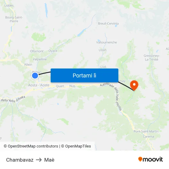 Chambavaz to Maè map