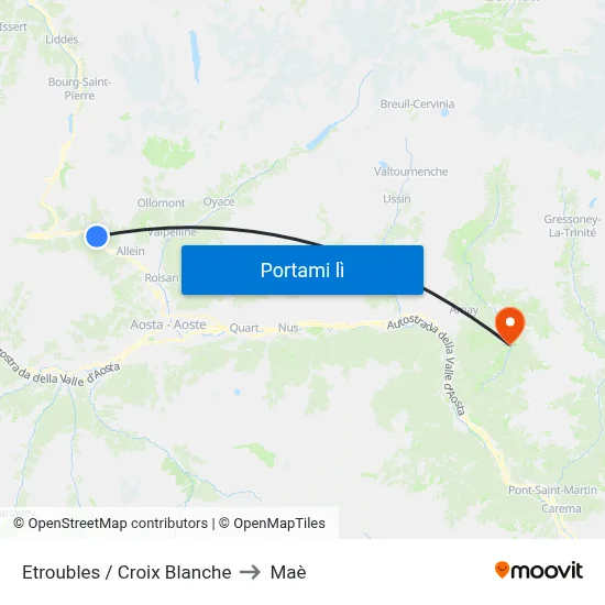 Etroubles / Croix Blanche to Maè map