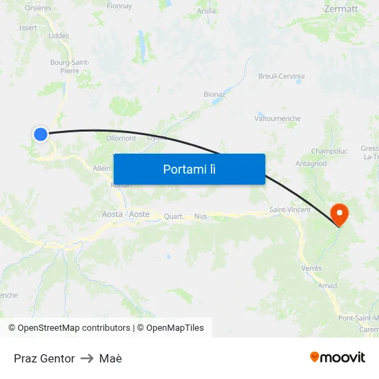 Praz Gentor to Maè map